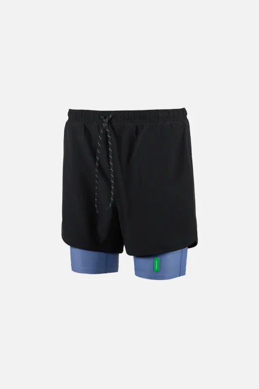 Layered Training Shorts, Black/Race Blue sold by District Vision