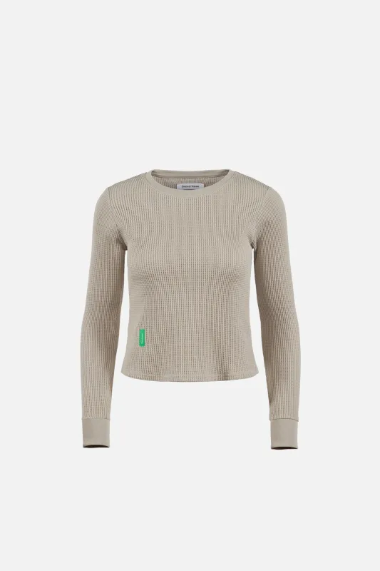 Fitted Long Sleeve Waffle T-Shirt, Stone Grey made by District Vision