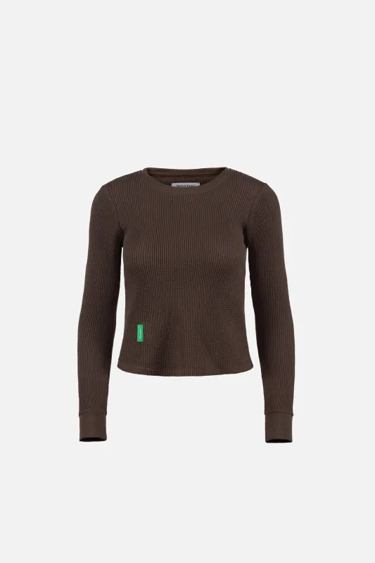 Fitted Long Sleeve Waffle T-Shirt, Umber made by District Vision