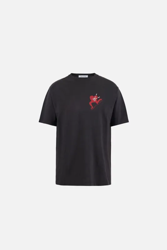 California Cotton Tee, Run With Heart Vintage Black made by District Vision