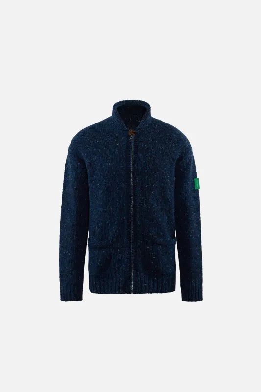 Kilcarra Wool Cardigan, Midnight Tweed made by District Vision