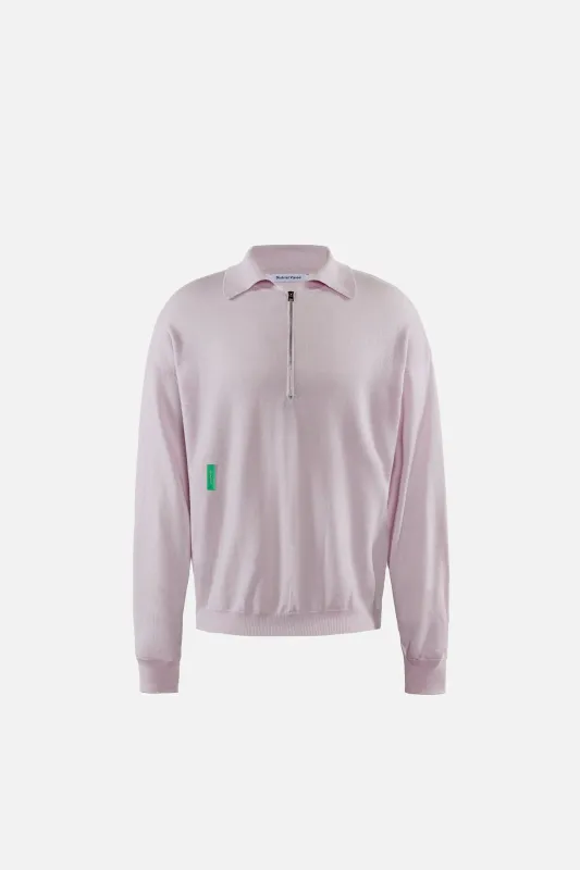 Merino Wool Quarter Zip Sweater, Lilac Grey made by District Vision