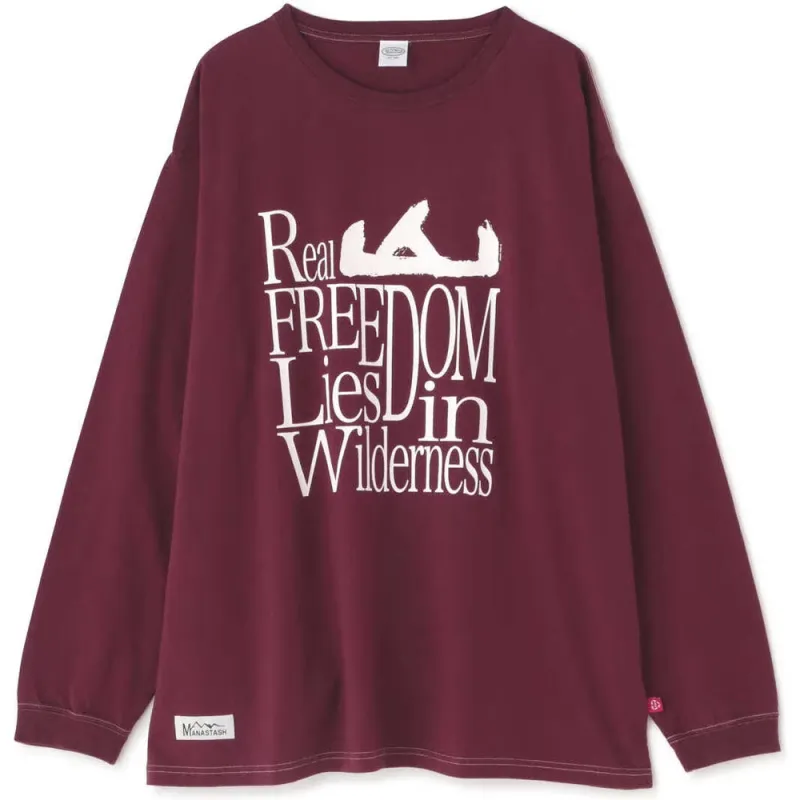Re:CTN L/S Real Freedom Tee 'Burgundy' made by Manastash