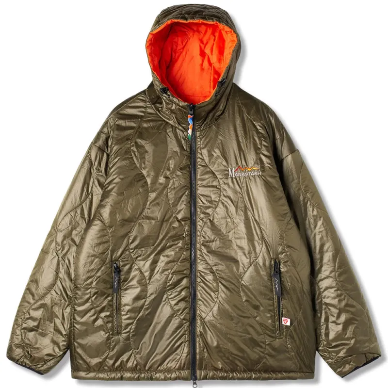 Y2K Reversible Hoodie '22 'Olive' made by Manastash