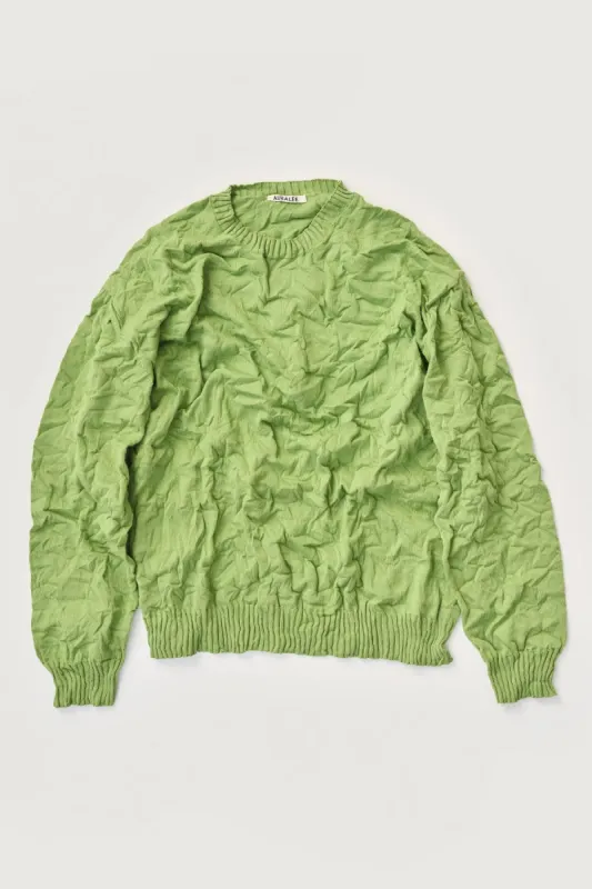 Wrinkled Dry Cotton Knit P/O - Sage Green made by Auralee