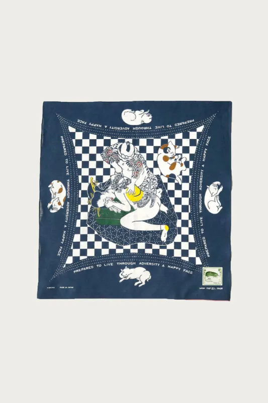 Fastcolor Selvedge Bandana (RAINBOWY NO WOMAN NO CRY) - Navy made by Kapital
