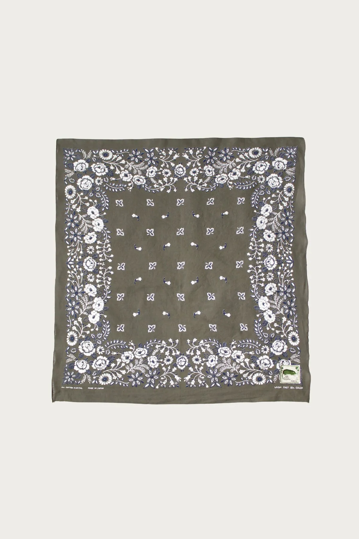 Fastcolor Selvedge Bandanna (CHURCHILL GARDEN) 15x15 - Khaki sold by Canoe Club
