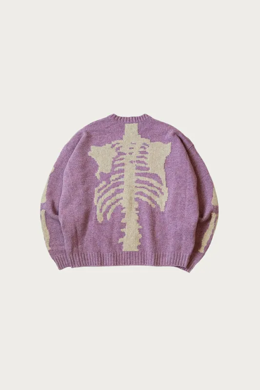 5G Wool BONE Crew Sweater - Light Purple made by Kapital