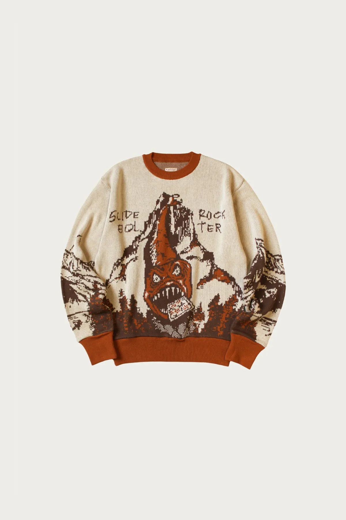 8G Jacquard Knit Vintage Crew Sweater (SLIDE ROCK BOLTER) - Orange sold by Canoe Club