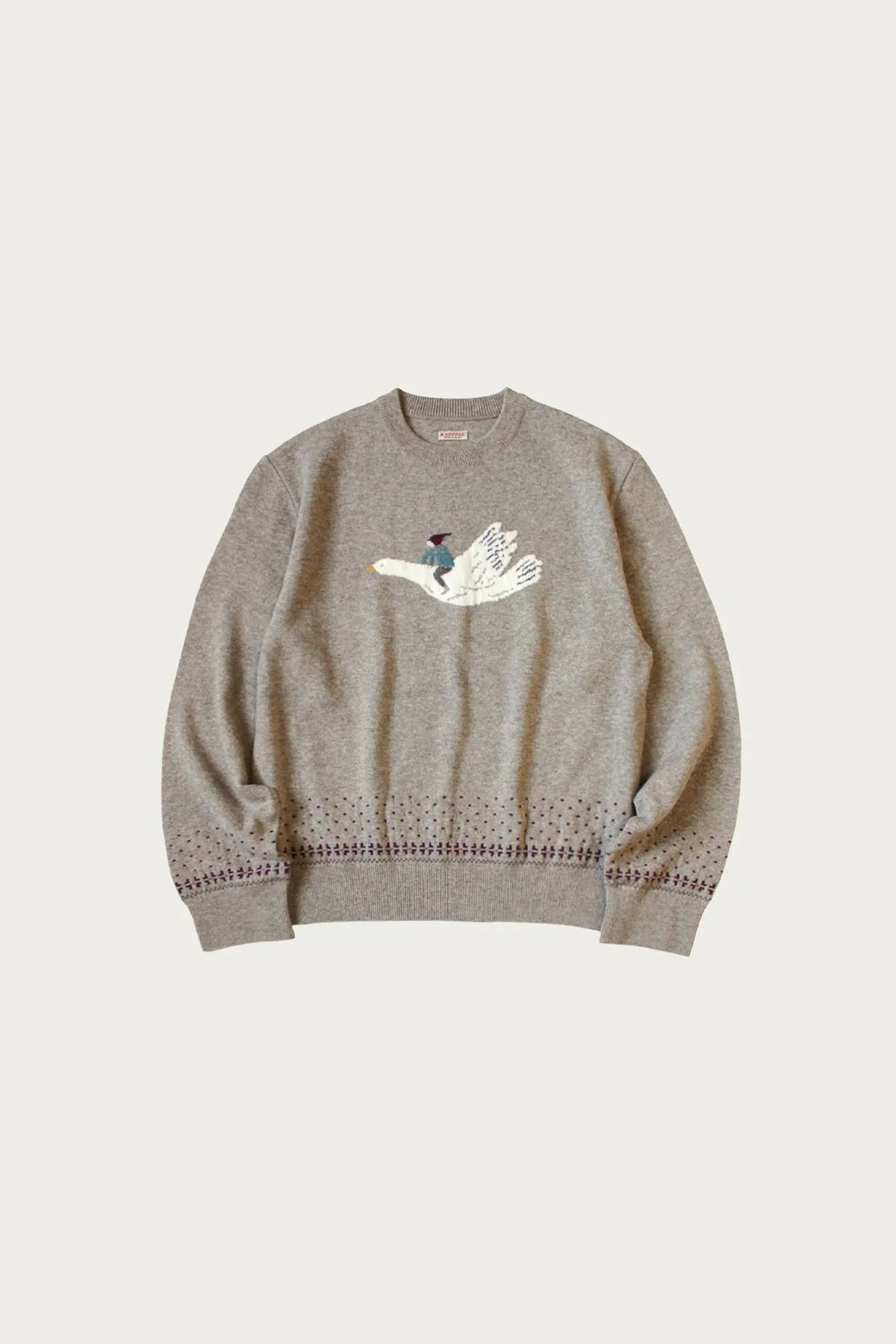 12G Wool Crew Neck Sweater (FLY GOOSE) - Beige sold by Canoe Club