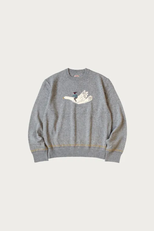 12G Wool Crew Neck Sweater (FLY GOOSE) - Grey sold by Canoe Club