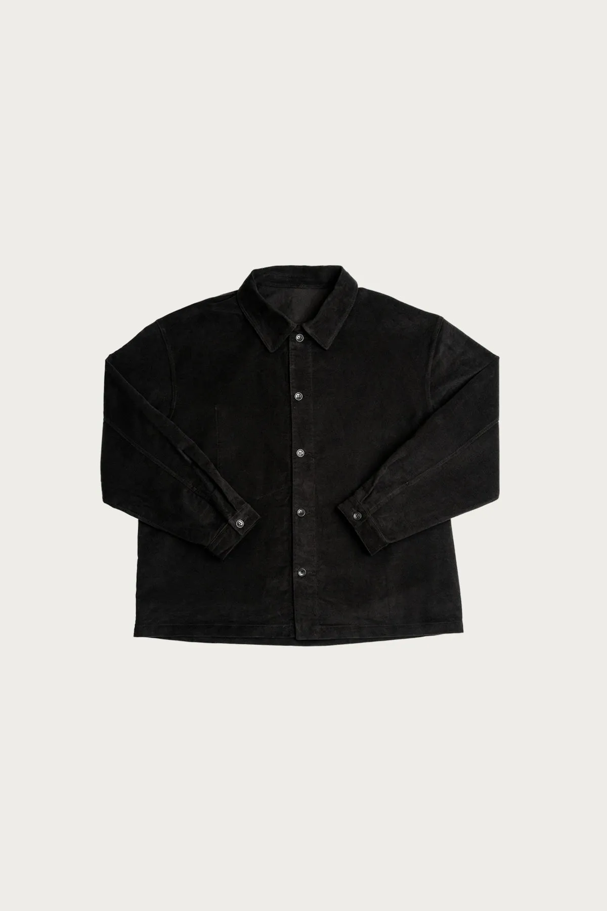 Signal Shirt - Black Cotton Moleskin sold by Canoe Club