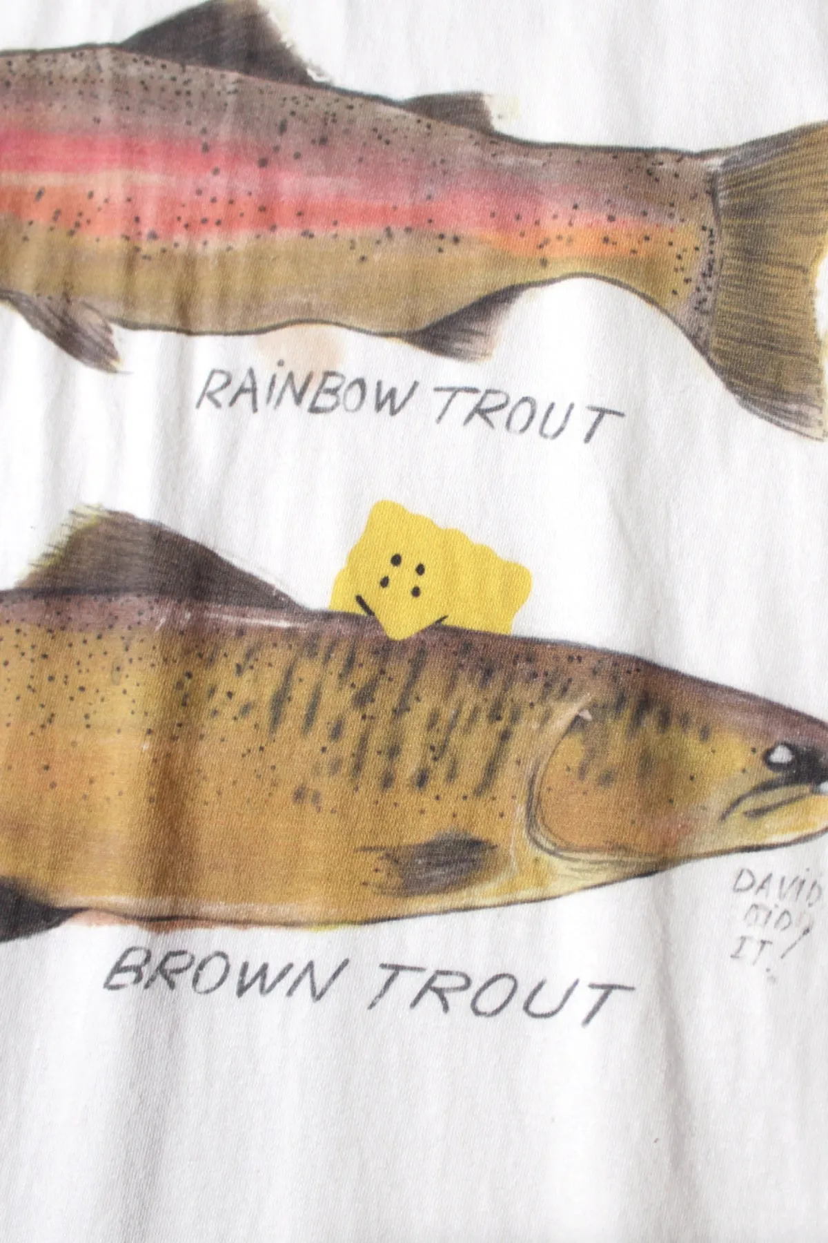 20/- Jersey Crew T (Two Trouts PECKISH RAINBOWY) - White sold by Canoe Club product image thumbnail 3