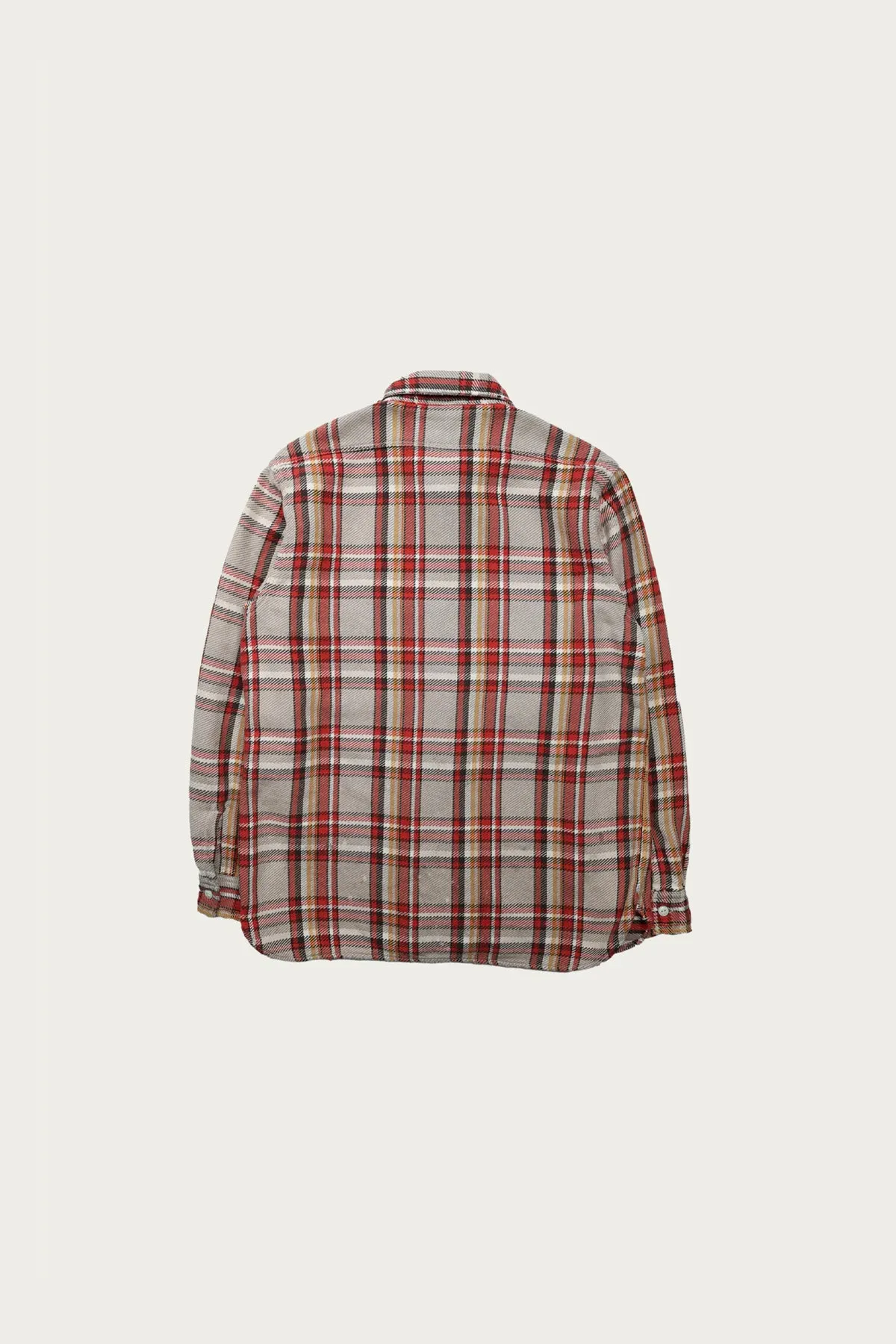 Original Cotton Check Flannel Work Shirt Fade & Damage - Gray x Red (Hand Wash) sold by Canoe Club product image thumbnail 2