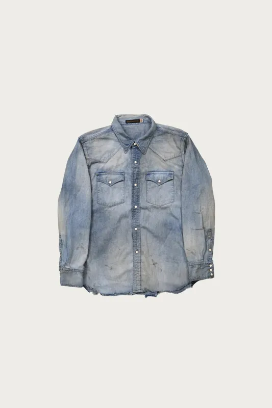 Denim Western Shirt HW "Looks That Kill" - Indigo Blue (Hand Wash) sold by Canoe Club