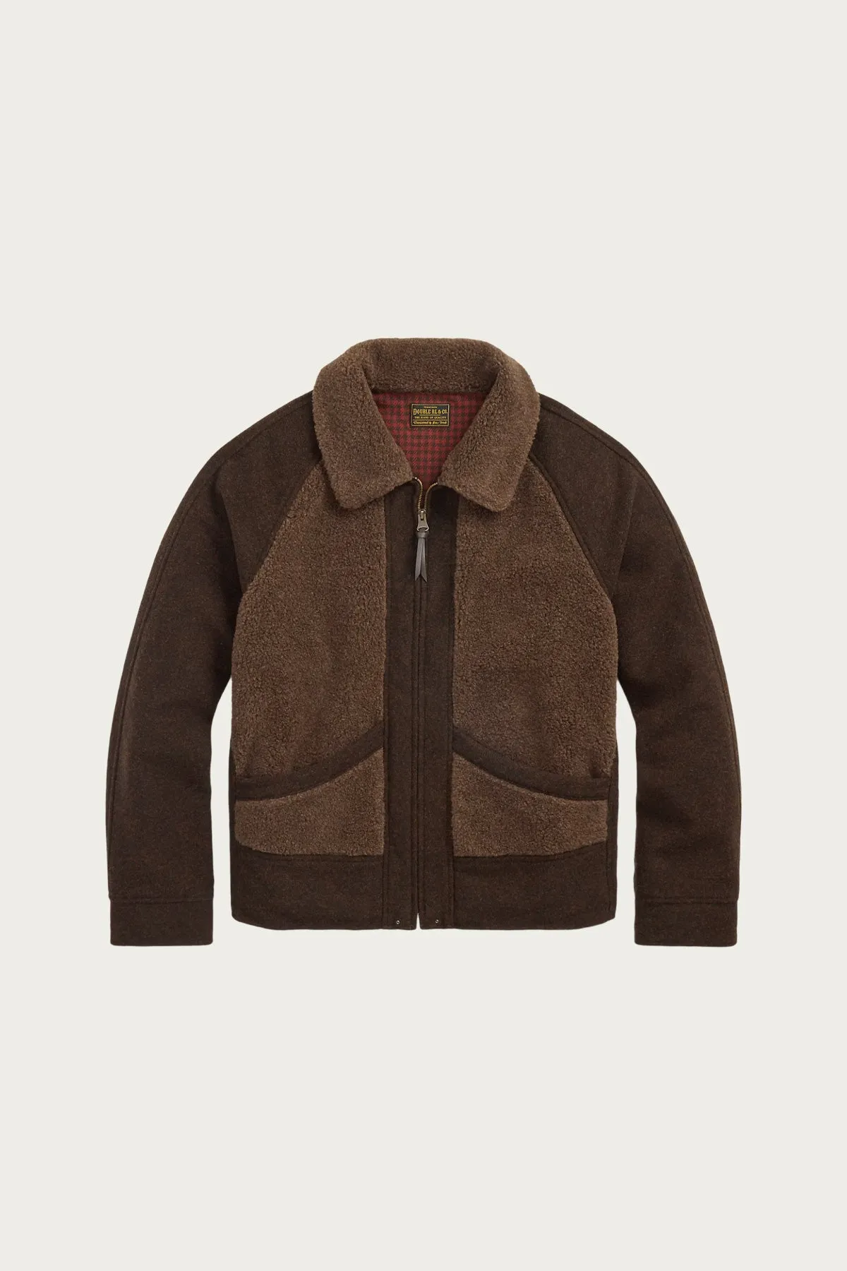 Fleece-Paneled Jacquard Jacket - Brown/Multi sold by Canoe Club