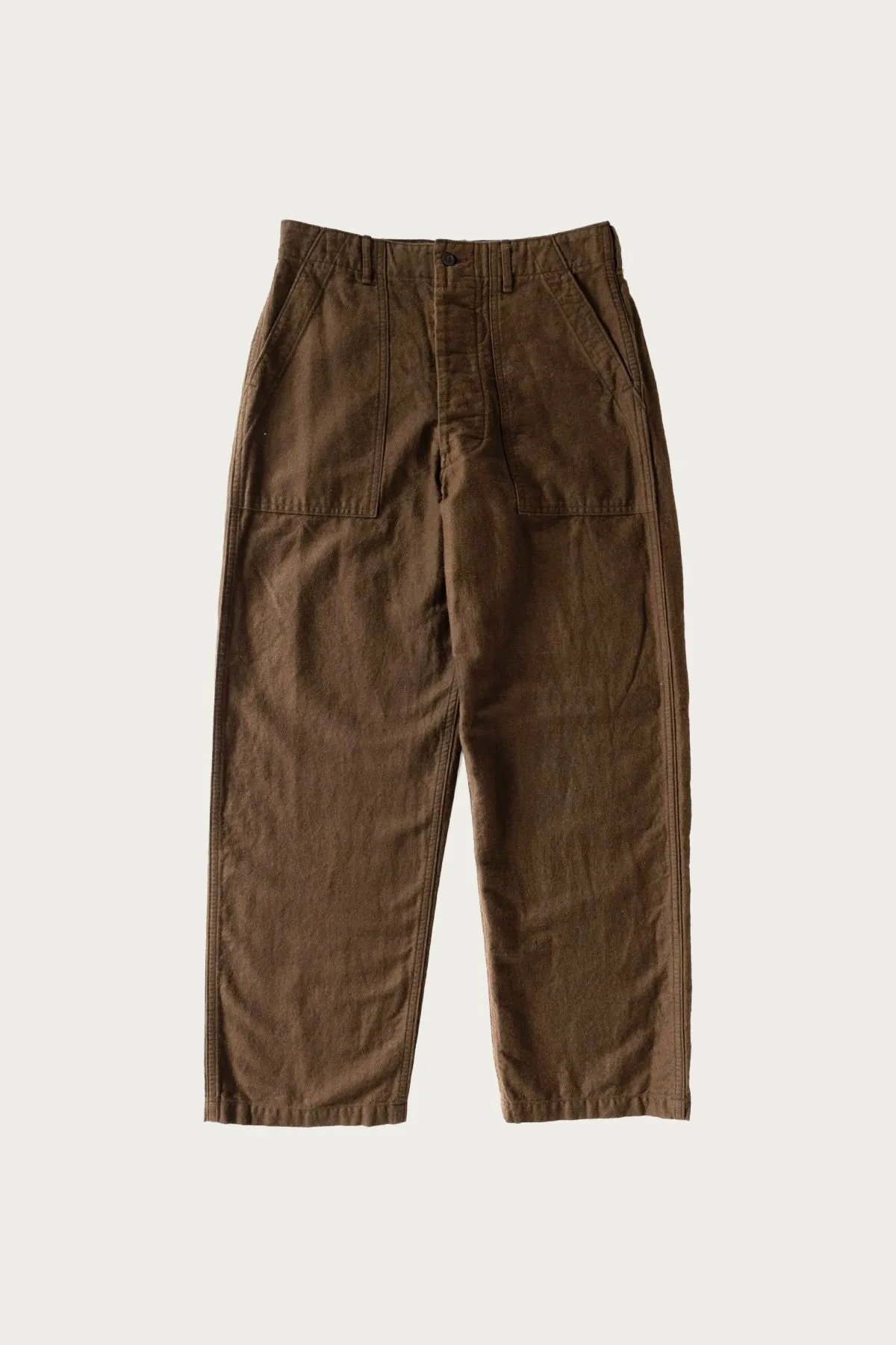 Relax Fit Cotton Linen Moleskin Fatigue Pants - Coffee Brown sold by Canoe Club