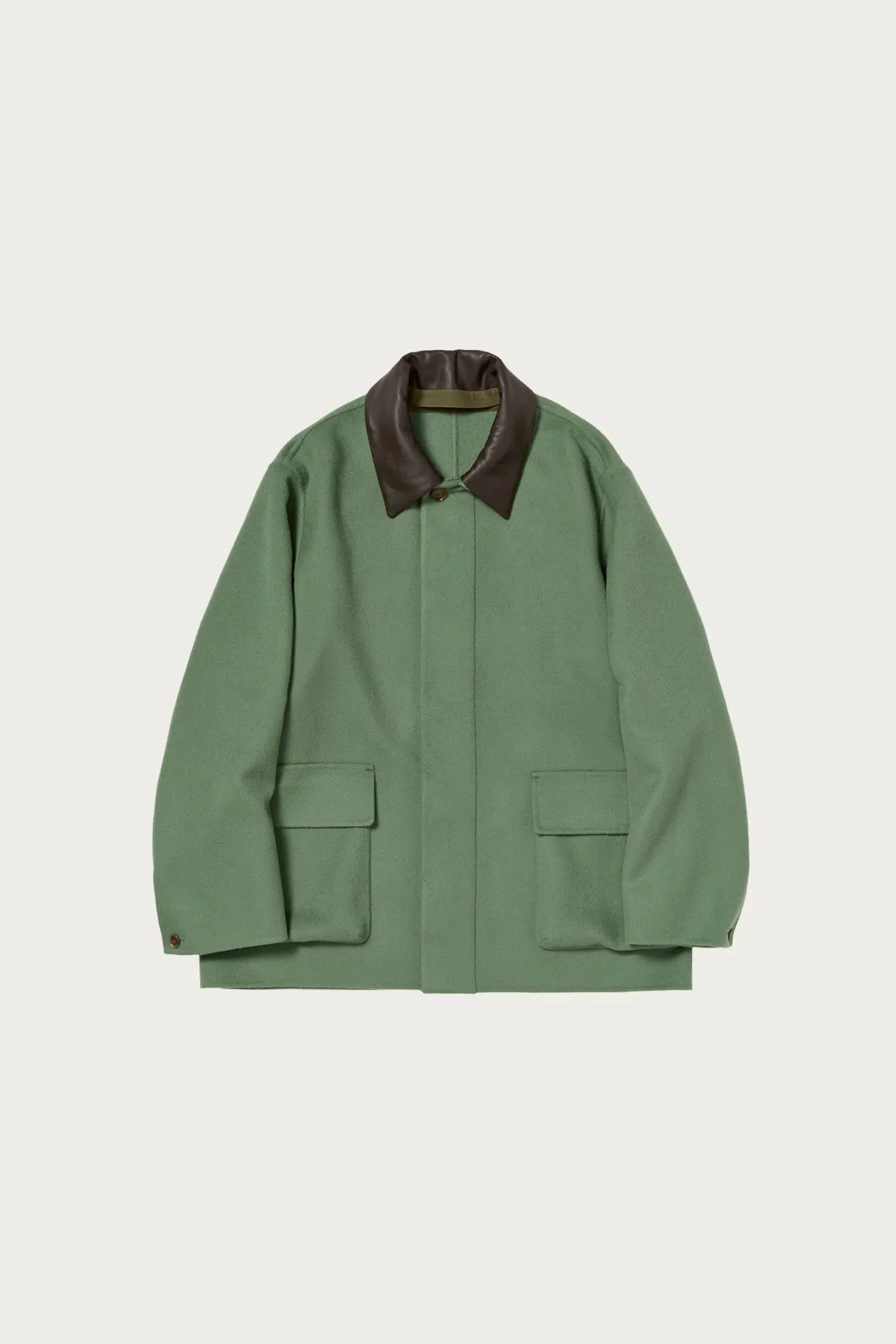 Cashmere Melton Hand Sewn Blouson - Olive sold by Canoe Club
