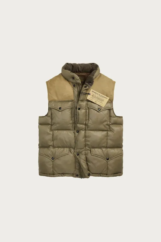 Leather-Yoke Quilted Ripstop Vest - Vintage Olive sold by Canoe Club