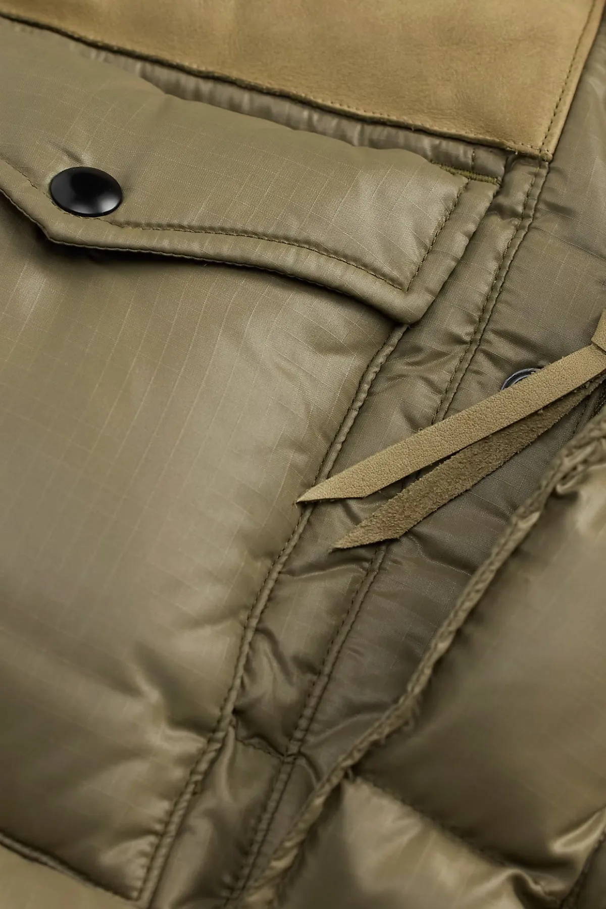 Leather-Yoke Quilted Ripstop Vest - Vintage Olive sold by Canoe Club product image thumbnail 4