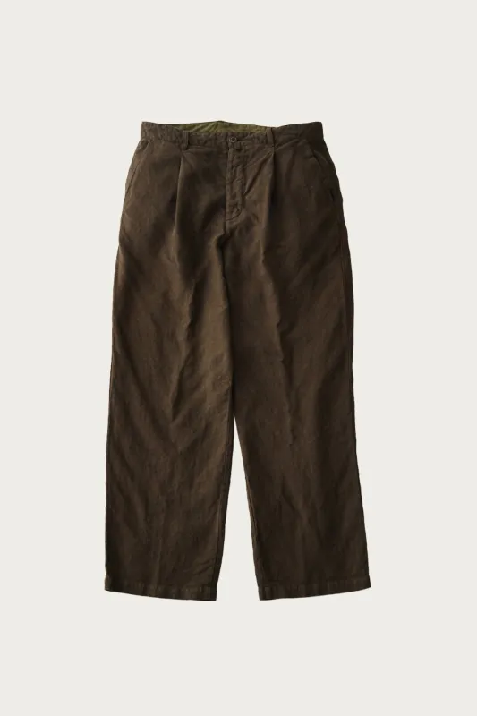 Linen Trousers - Dark Khaki sold by Canoe Club