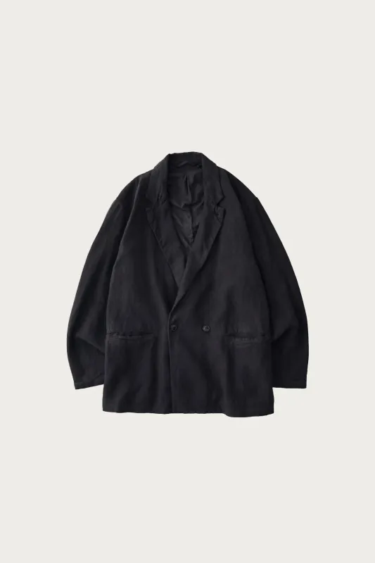 Linen Double Breasted Jacket - Ink Black made by Confect by Nestrobe