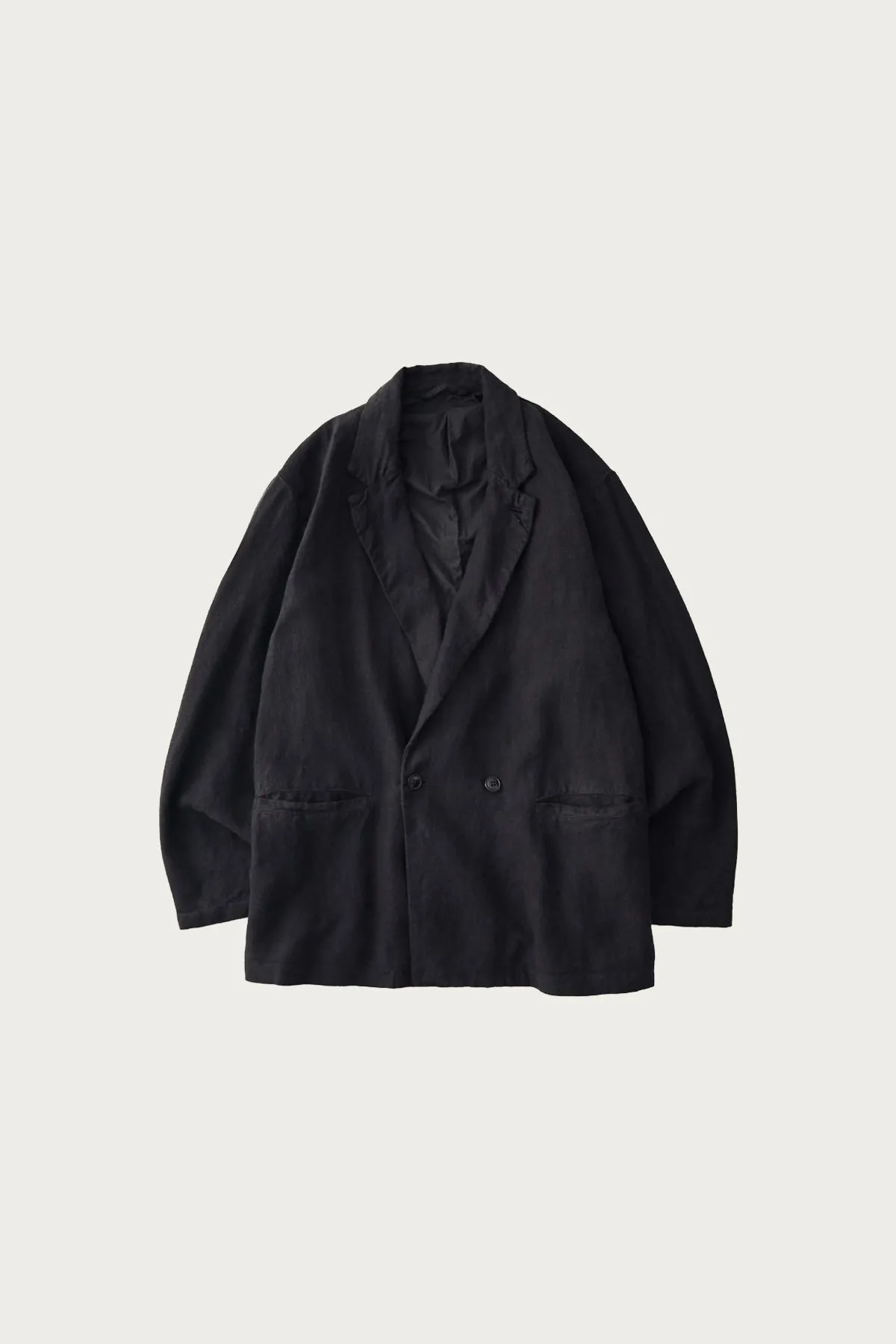 Linen Double Breasted Jacket - Ink Black sold by Canoe Club