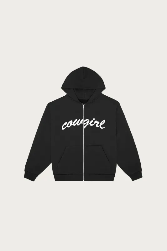 Script Zip Hoodie - Black made by Canoe Club