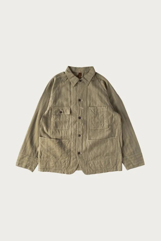 Cotton Linen GIBSON Stripe CACTUS Coverall - Light Green made by Kapital