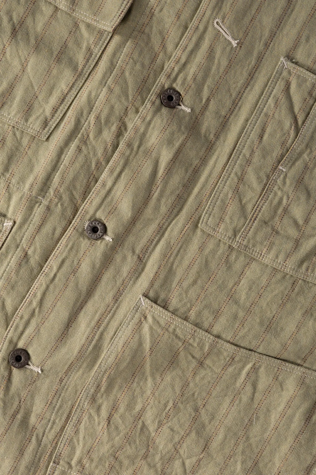 Cotton Linen GIBSON Stripe CACTUS Coverall - Light Green sold by Canoe Club product image thumbnail 3