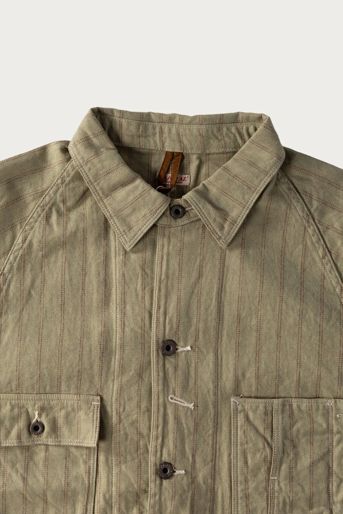 Cotton Linen GIBSON Stripe CACTUS Coverall - Light Green sold by Canoe Club product image thumbnail 2
