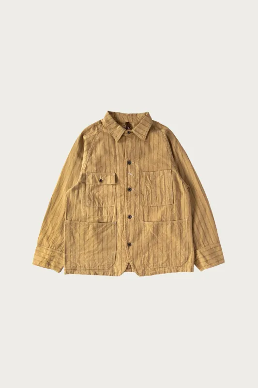Cotton Linen GIBSON Stripe CACTUS Coverall - Gold made by Kapital