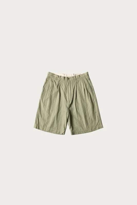 Cotton Linen GIBSON Stripe IVY Short Pants - Light Green made by Kapital