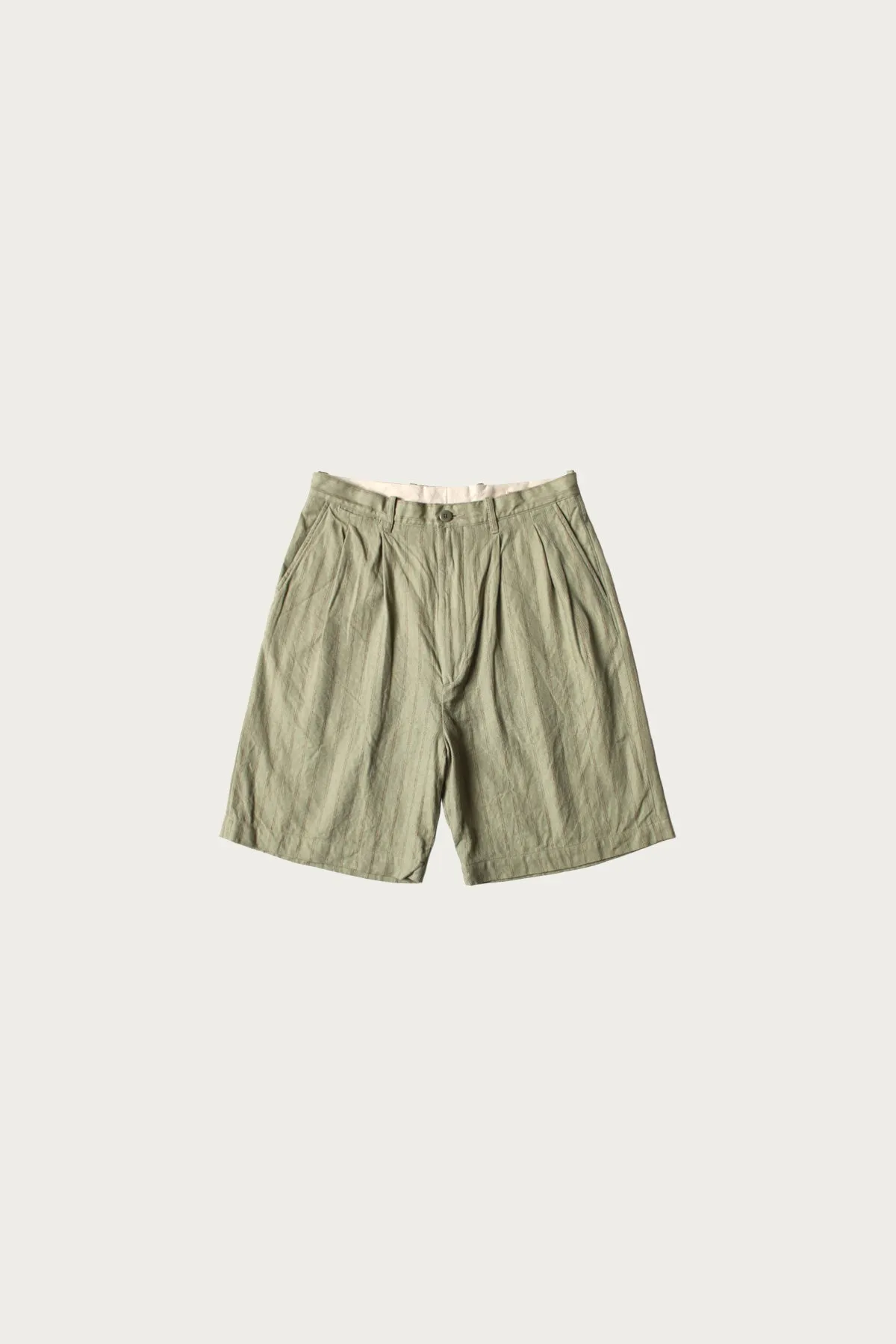 Cotton Linen GIBSON Stripe IVY Short Pants - Light Green sold by Canoe Club