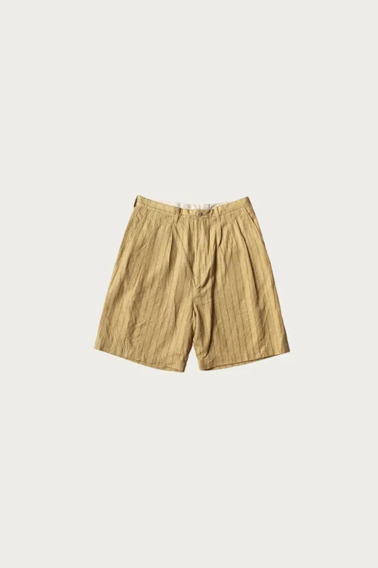 Cotton Linen GIBSON Stripe IVY Short Pants - Gold made by Kapital