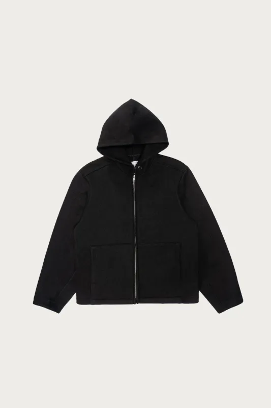 Wool Zip Hoodie - Black sold by Canoe Club