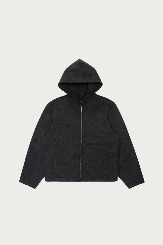 Wool Zip Hoodie - Charcoal sold by Canoe Club