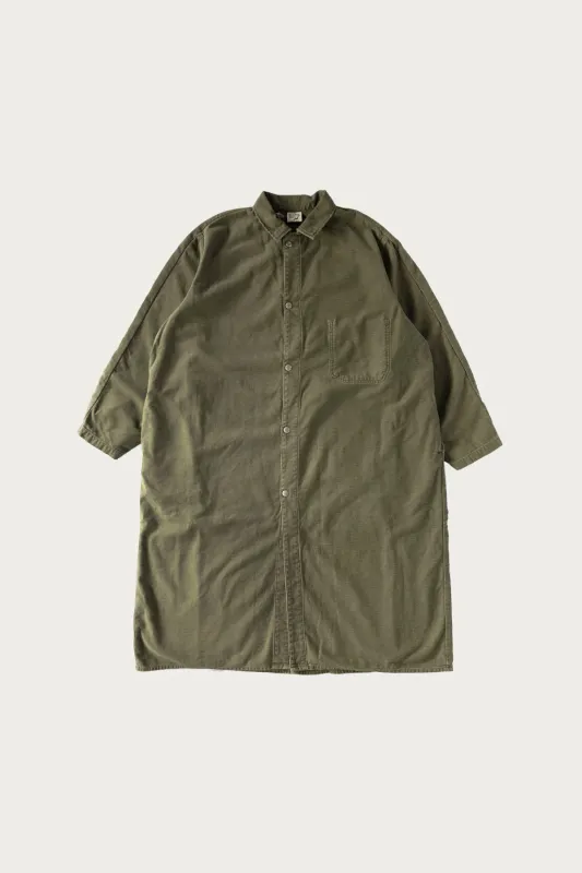 Reverse Sateen Simple Work Coat Vintage Washed - Dark Olive made by orSlow