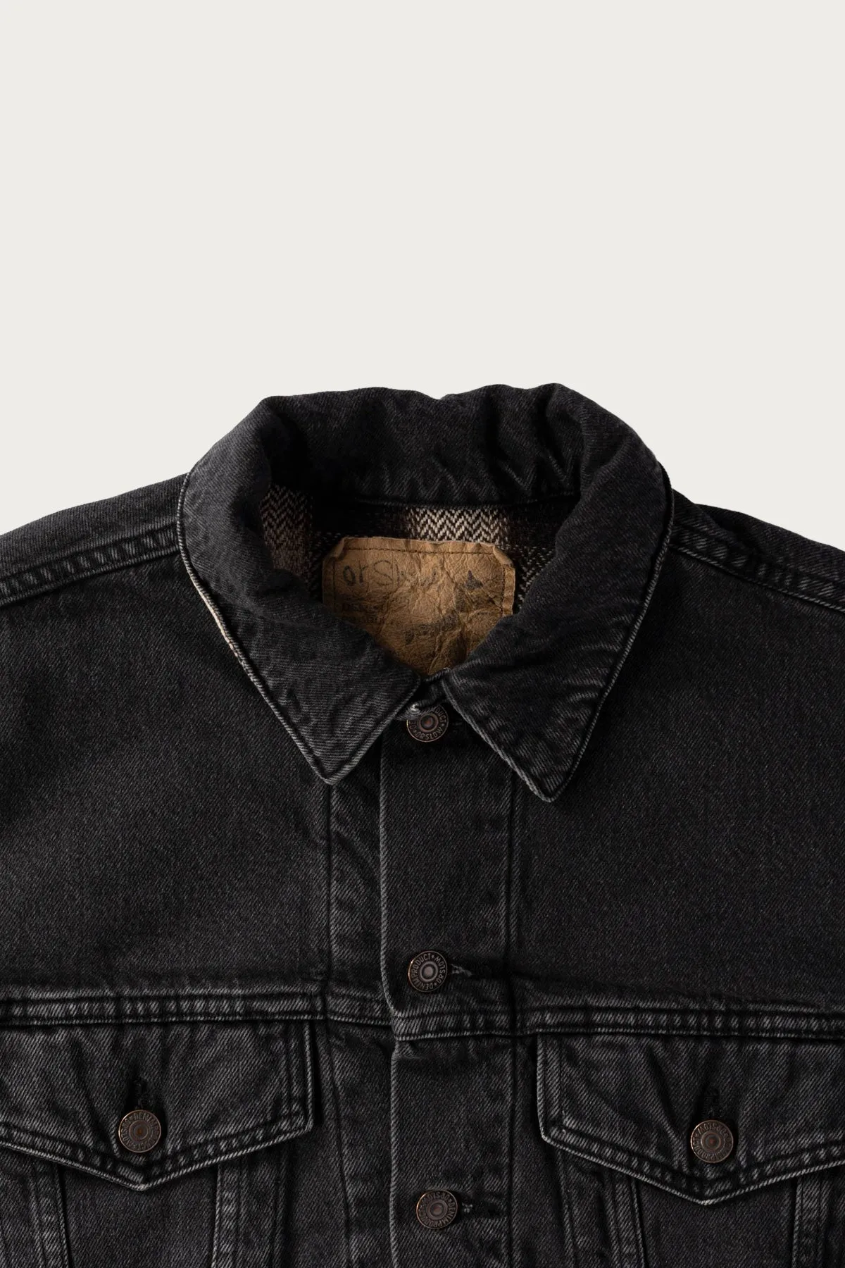 Organic Cotton Flannel Check Lining Black Denim Jacket - Black Denim Stone sold by Canoe Club product image thumbnail 2