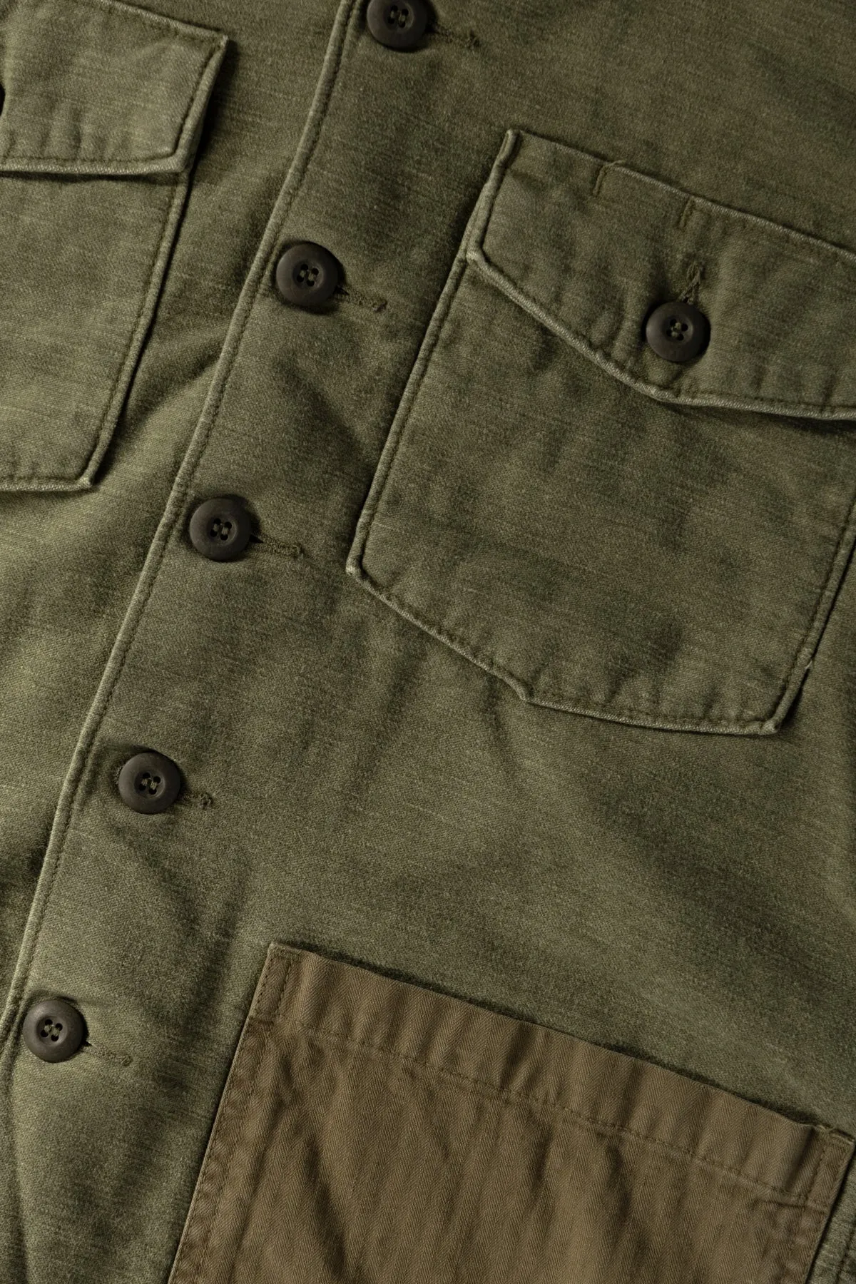 Vintage Washed 4 Pockets US Army Shirt - Dark Olive Stone sold by Canoe Club product image thumbnail 3