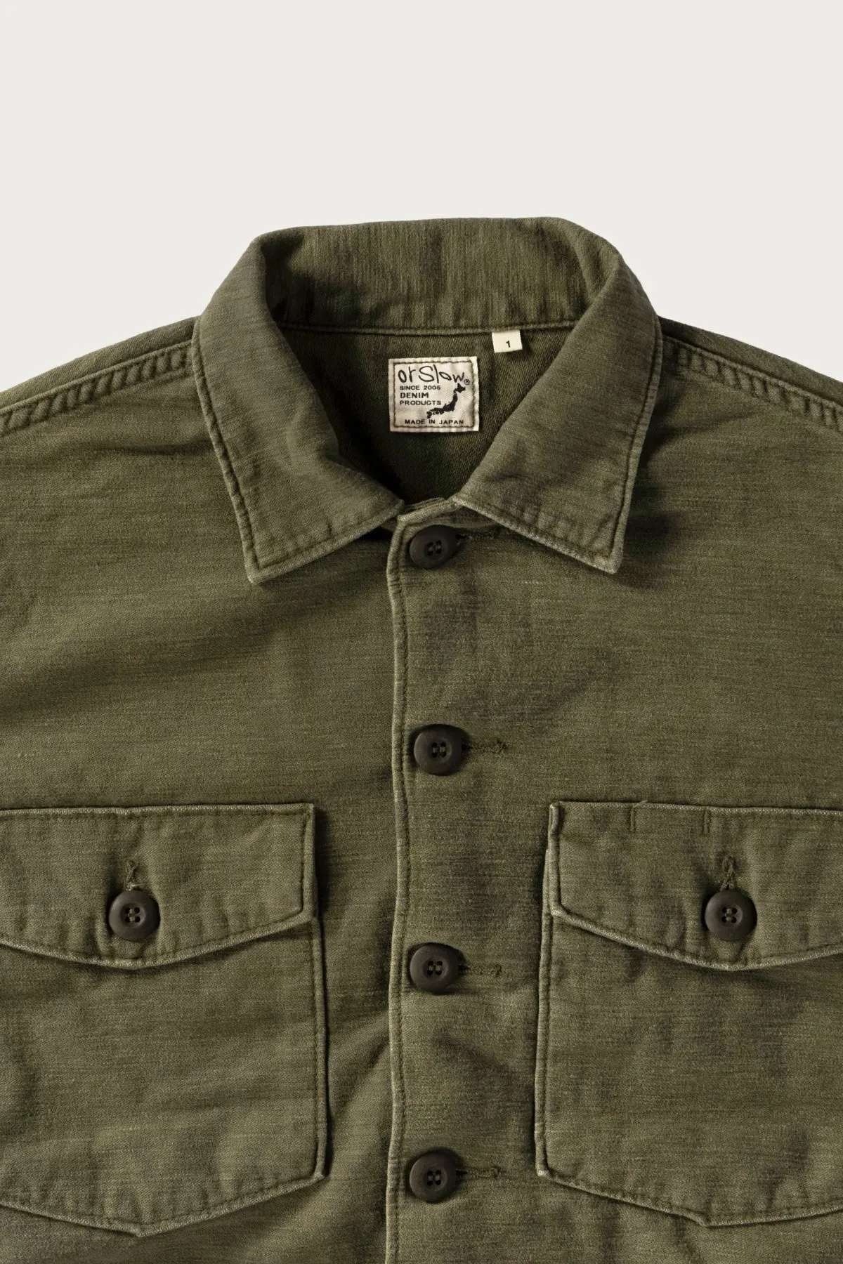 Vintage Washed 4 Pockets US Army Shirt - Dark Olive Stone sold by Canoe Club product image thumbnail 2