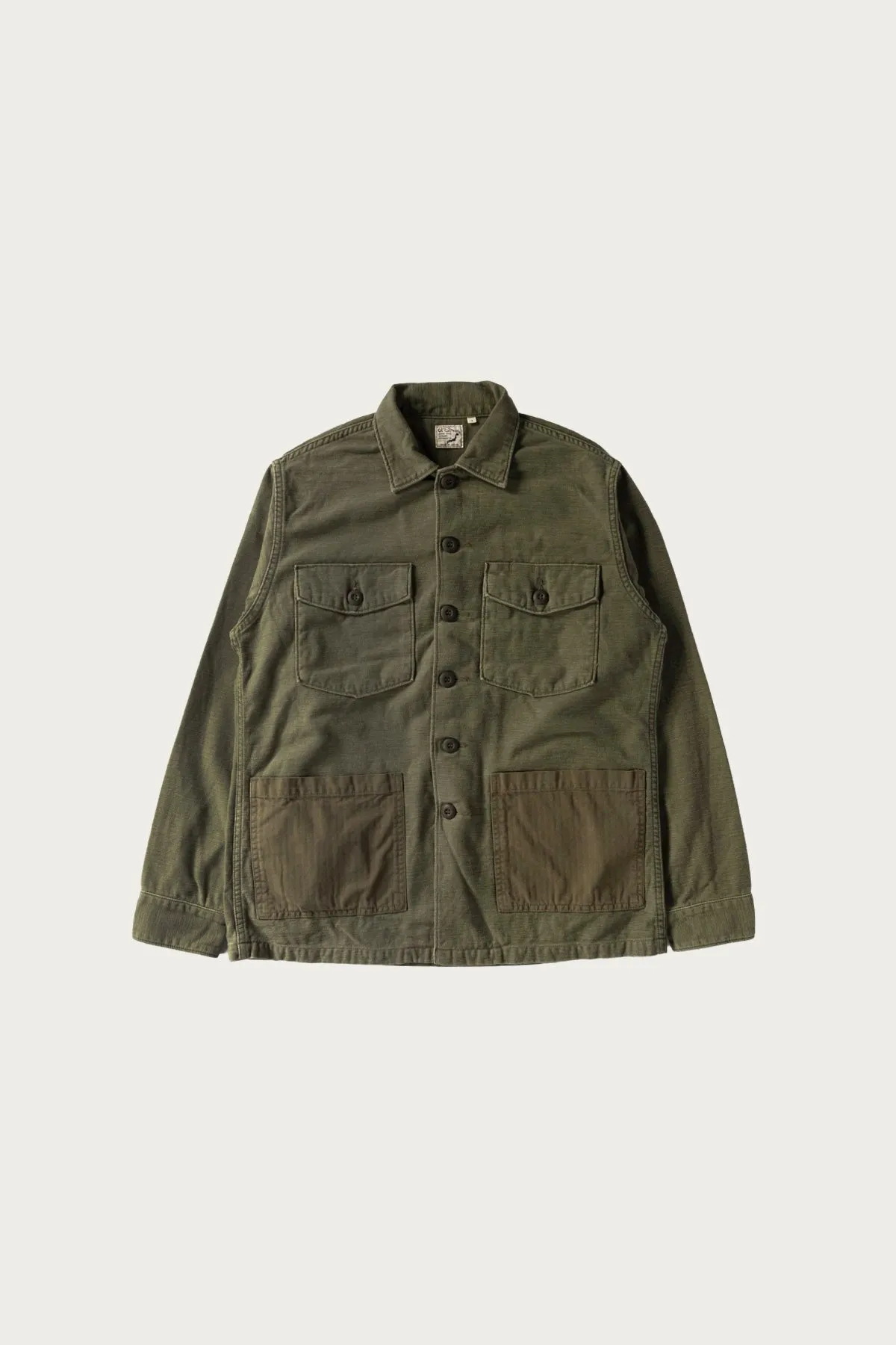 Vintage Washed 4 Pockets US Army Shirt - Dark Olive Stone sold by Canoe Club