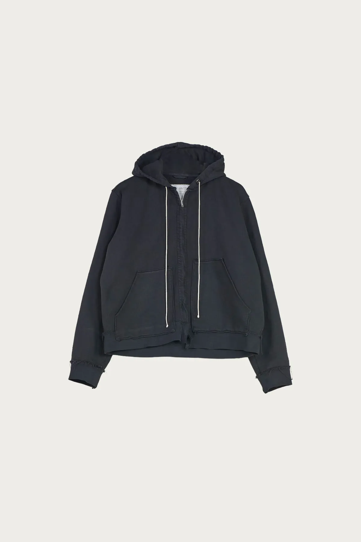 Fitted Zip Hoodie - Black Heavy Sweat sold by Canoe Club
