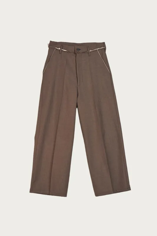 Straight Slack - Brown Poly/Wool Twill sold by Canoe Club
