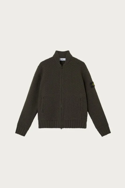 Pure Wool Bomber Jumper - Military Green sold by Canoe Club