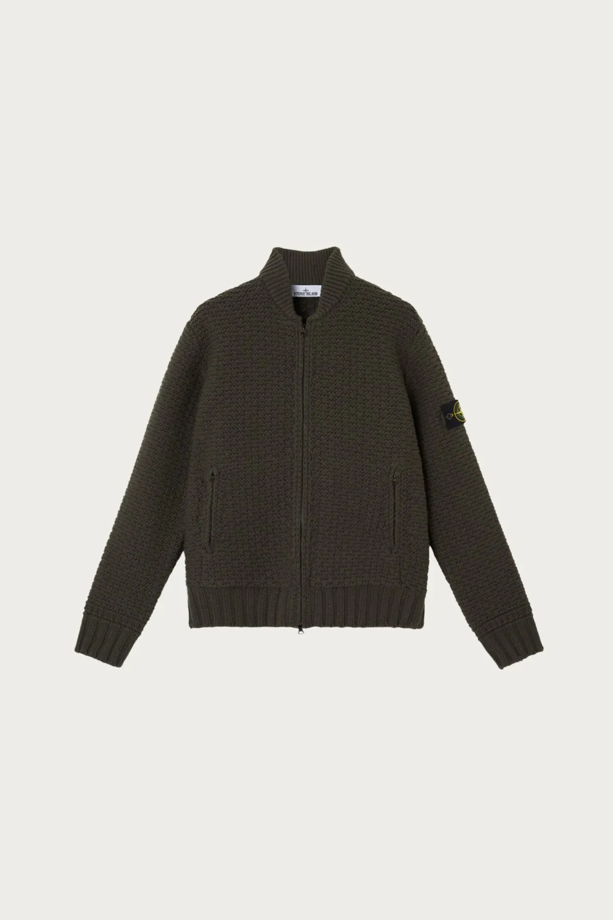 Pure Wool Bomber Jumper - Military Green sold by Canoe Club