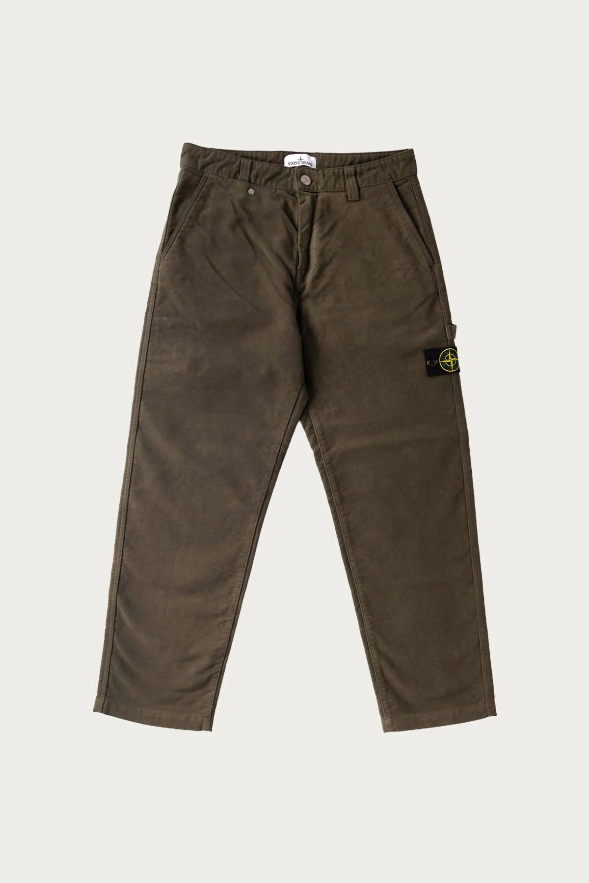 Loose Fit Cotton-Moleksin-TC Trousers - Olive sold by Canoe Club