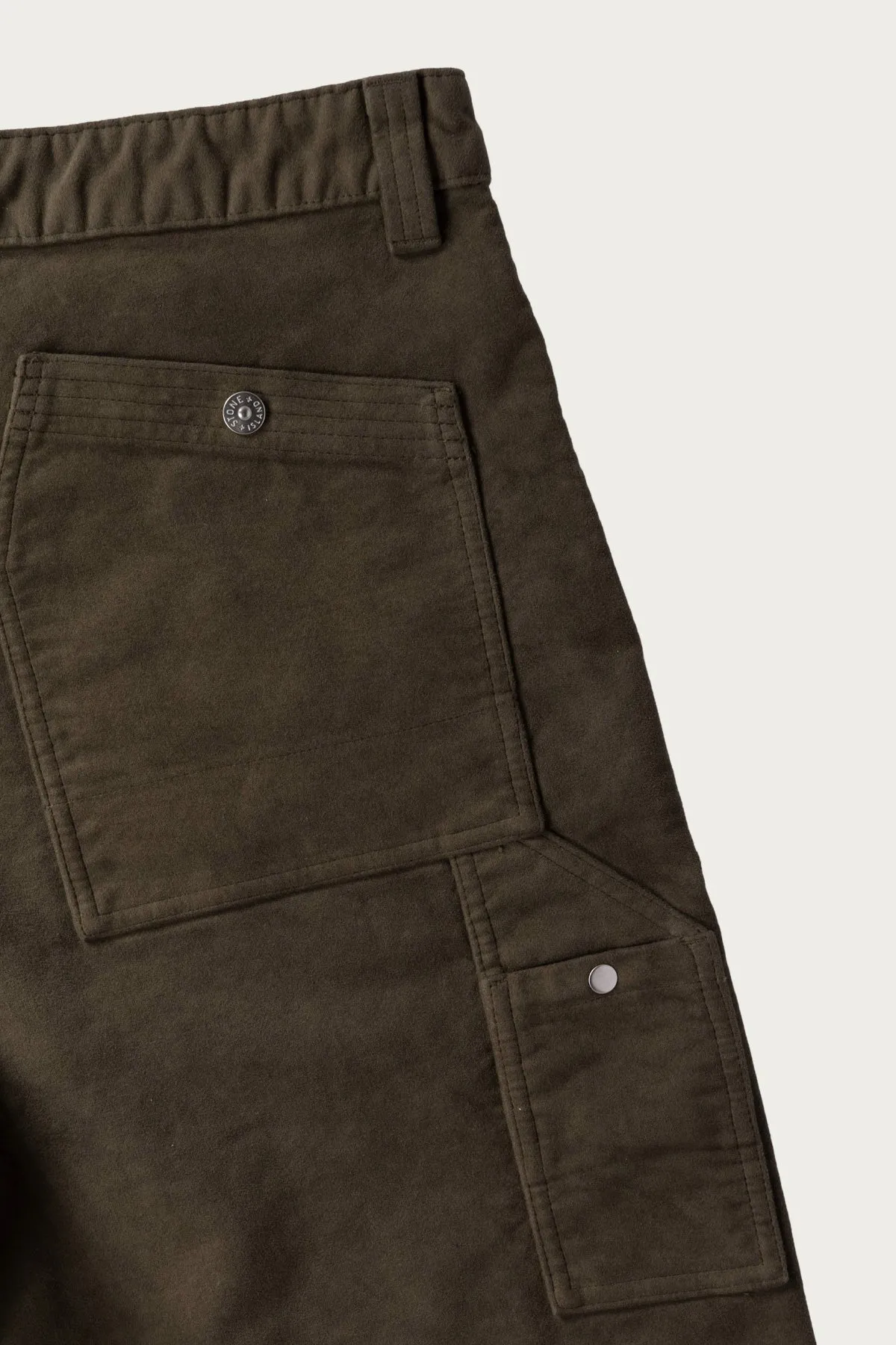 Loose Fit Cotton-Moleksin-TC Trousers - Olive sold by Canoe Club product image thumbnail 5