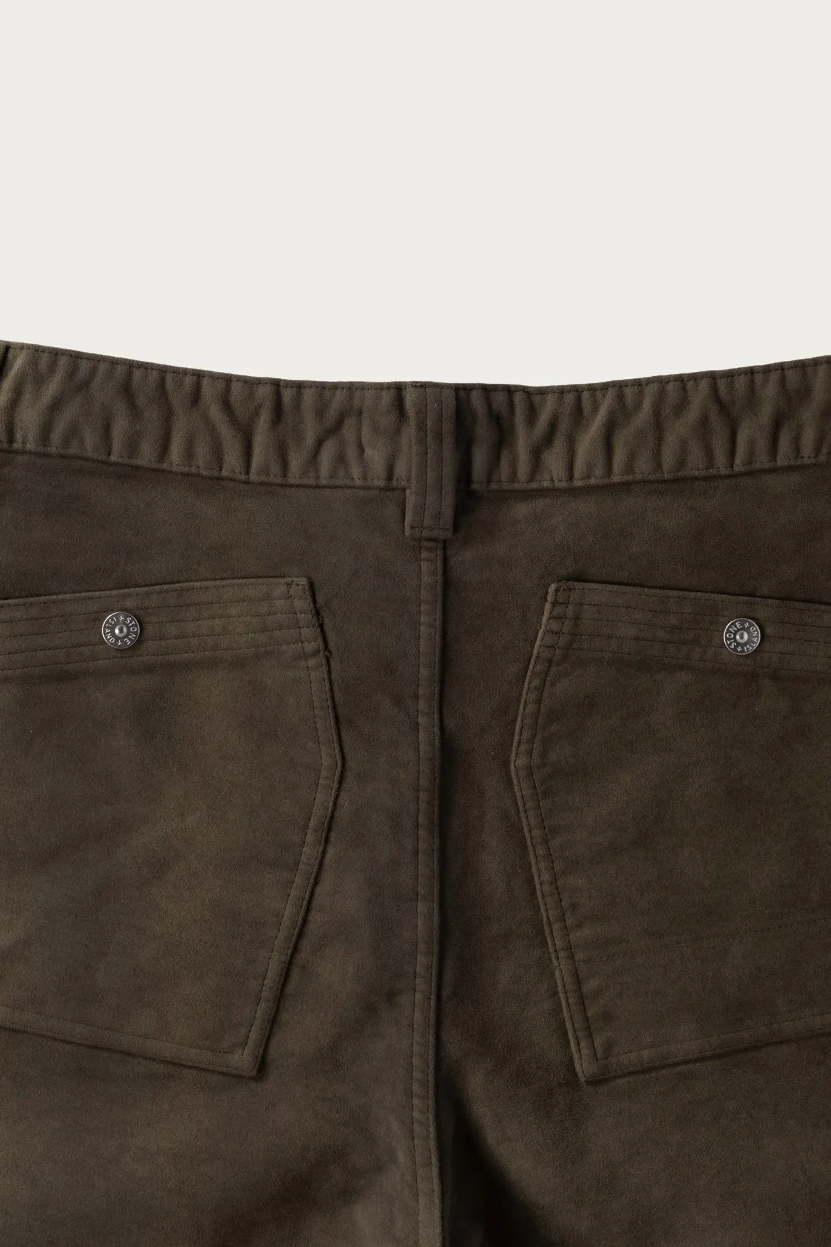 Loose Fit Cotton-Moleksin-TC Trousers - Olive sold by Canoe Club product image thumbnail 3