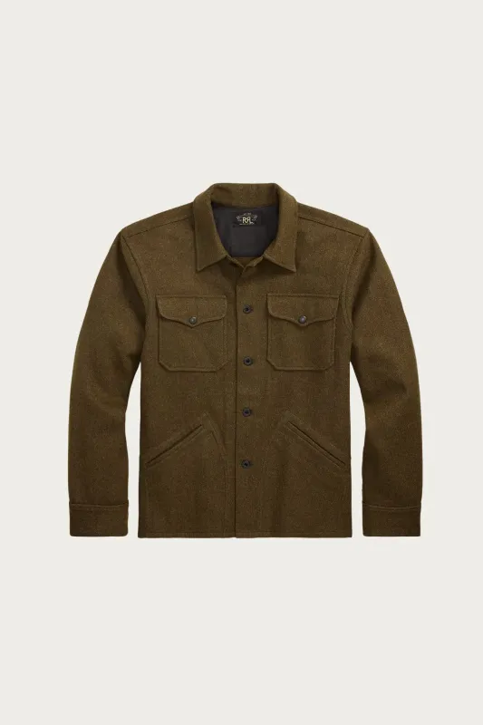Wool-Blend Overshirt - Olive sold by Canoe Club